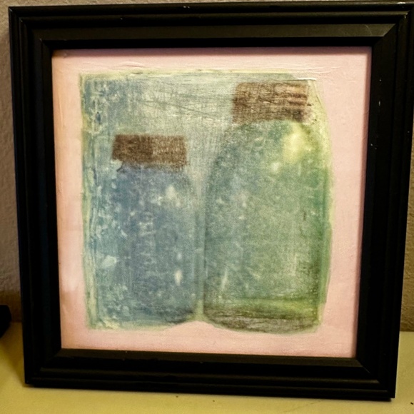Original mixed media in 12" square solid wood frame - Picture 1 of 4